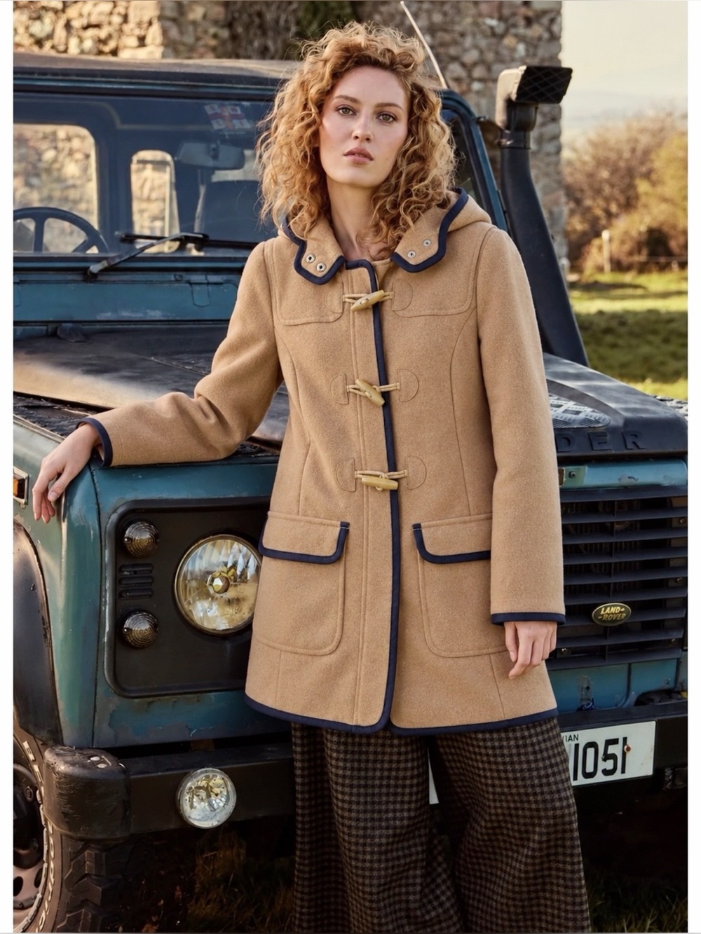 VTG Tommy Hilfiger Woman Camel Wool Blend Toggle Duffle Coat Jacket SMALL